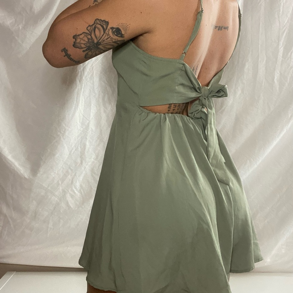 Sage green spaghetti strap dress